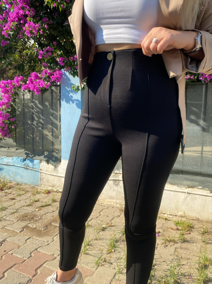 SİYAH YÜKSEK BEL ÇELİK TAYT