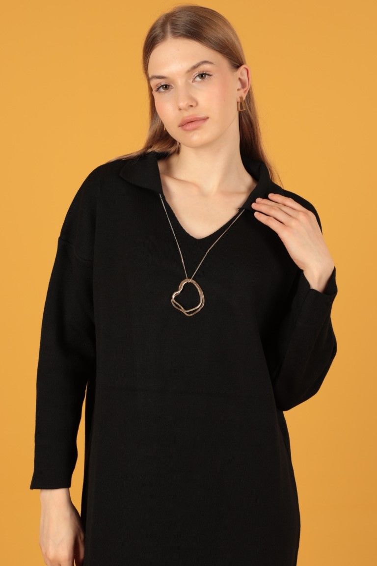 POLO YAKA OVERSİZE TRİKO ELBİSE